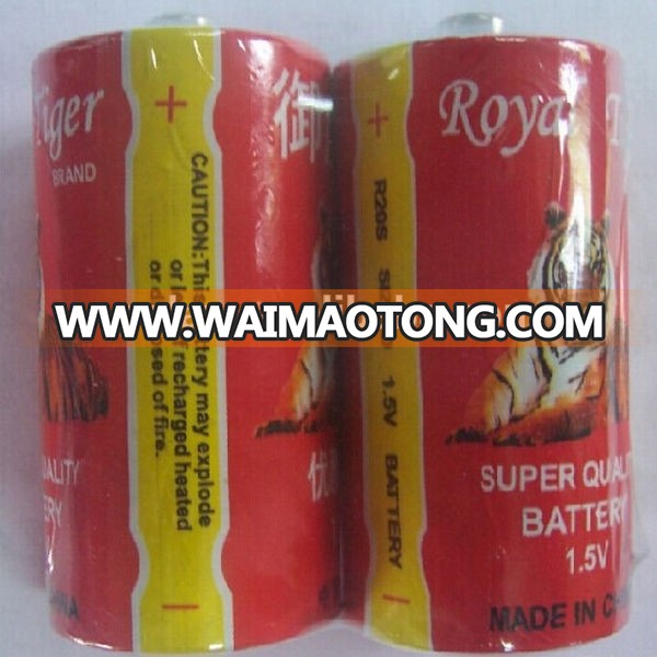 D Size R20 Royal Tiger dry battery for African market with 300min discharge time